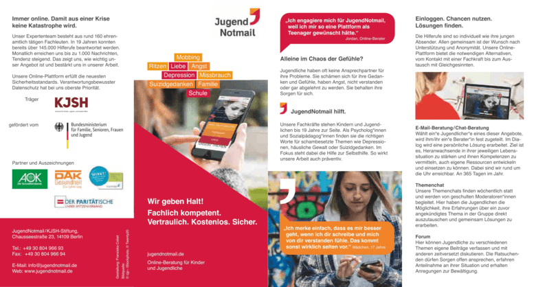 Flyer 1 | JugendNotmail/KJSH-Stiftung